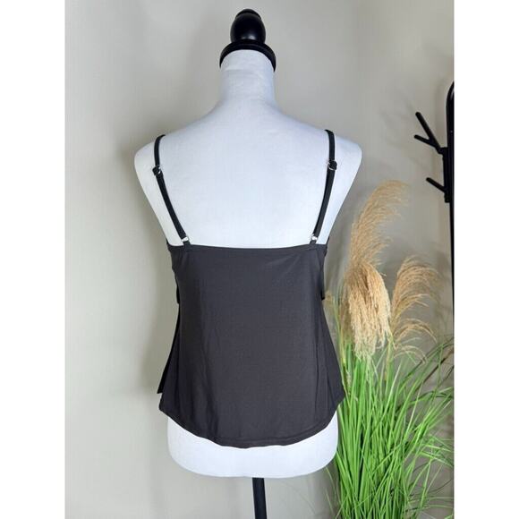 Women's UPF 50 Tiered Tankini Top Aqua Green Black X Strap Layered Medium Swim - Picture 6 of 9